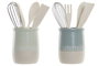 DKD Home Decor Set de 5 Botes de Utensilios Pasteles Lianfeng en Gres