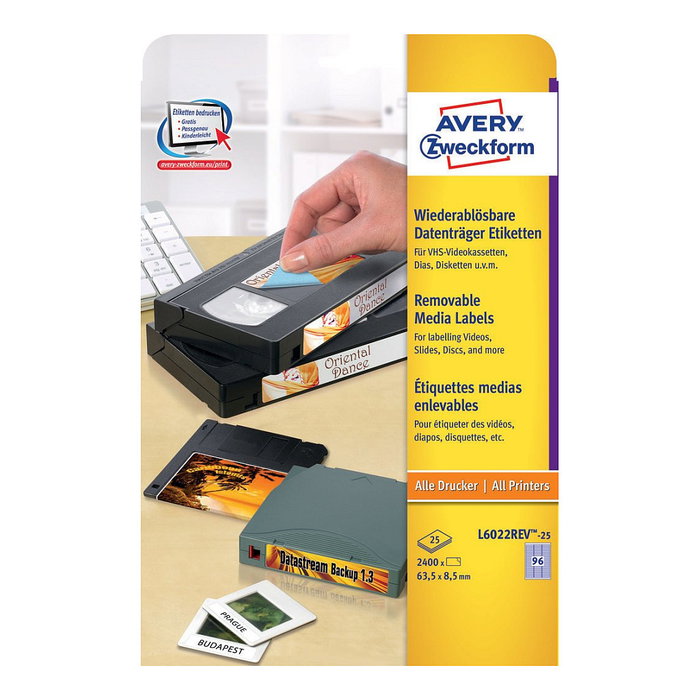 AVERY Zweckform L6022REV-25 blanco 63,5 x 8,5 mm
