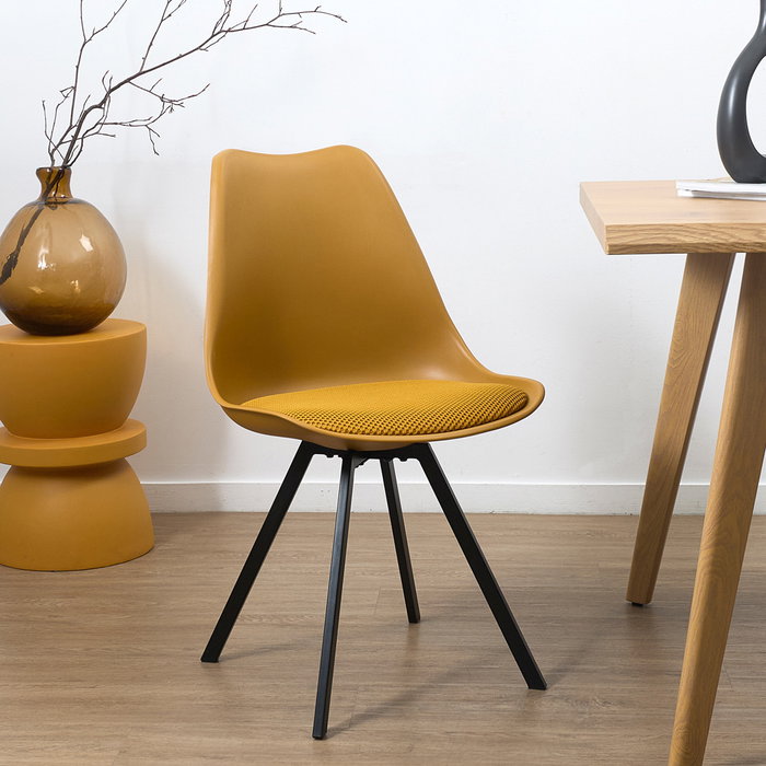 Home Deco Factory Silla Pp Con Cojín Atom Mostaza Contemporain