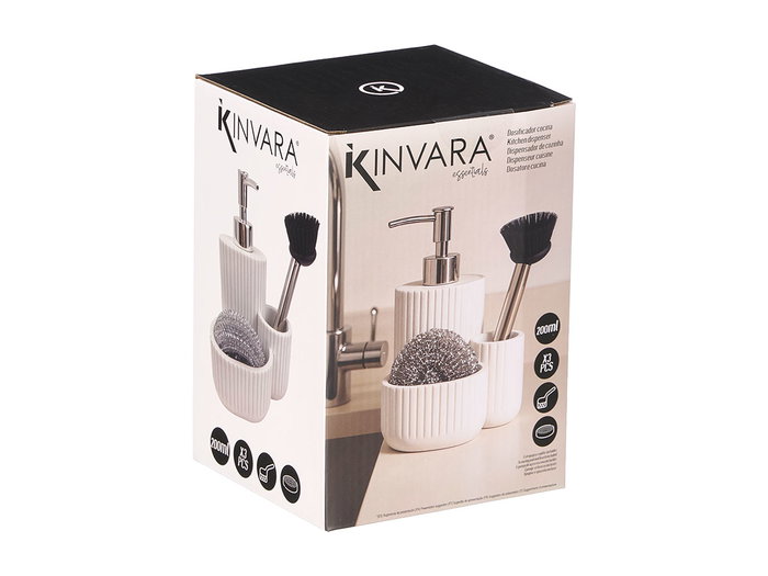 KINVARA Dosificador Cocina Estropajo Cepillo Blanco 13 x 19 x 11.5 cm (Set de 12)