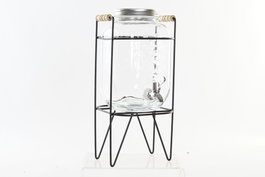 DKD Home Decor Dispensador de Bebidas de Cristal con Soporte, 4000, Transparente y Negro