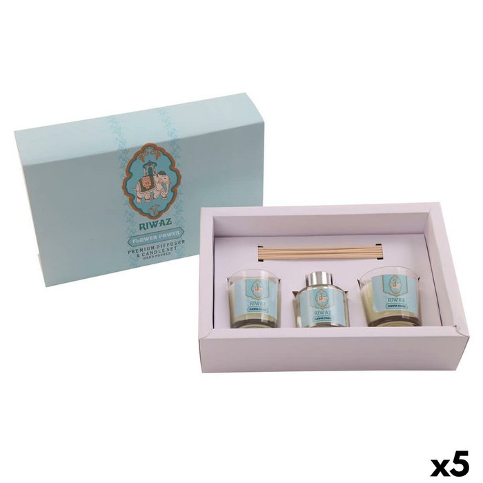 DKD Home Decor Set de Ambientador Mikado y 2 Velas en Cristal RAHGA