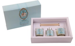 DKD Home Decor Ambientador Mikado Indio Rahga Set 3 piezas (2 velas + 1 mikado) 16 x 6 x 25 cm