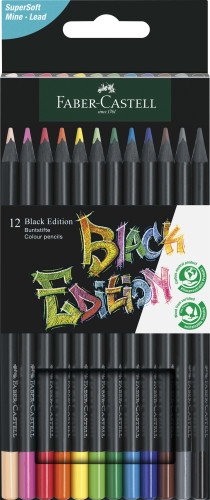 Faber-Castell Black Edition Estuche de 12 Lápices de Colores Triangulares
