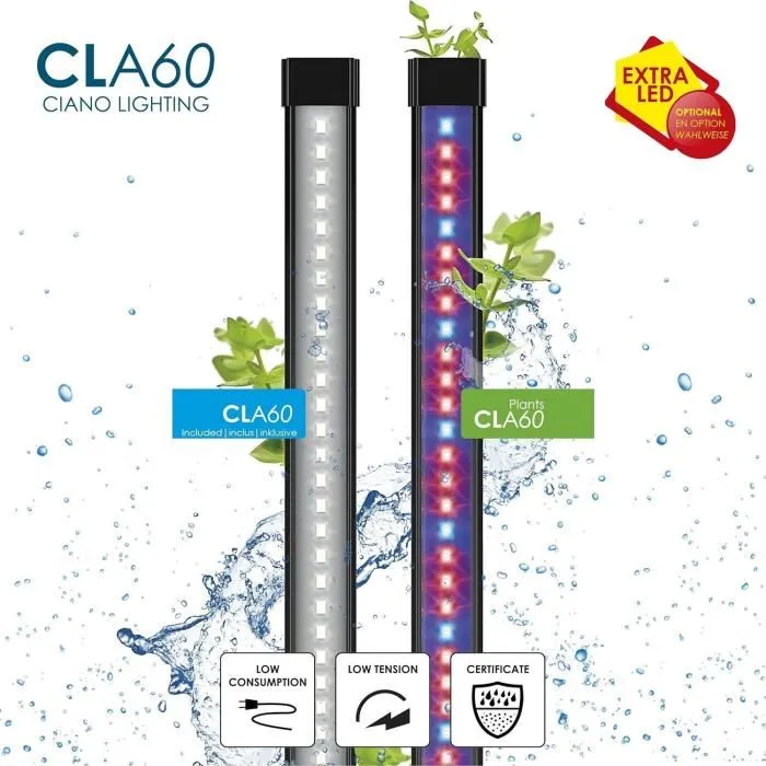 Ciano Acuario 60 L con Filtro, LED y Calefacción, Espuma 30 PPI - CF80 - Negro