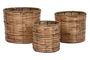 DKD Home Decor Macetero Tropical Marron Ratan y Metal Set de 3 Piezas 31 x 31 x 27 cm