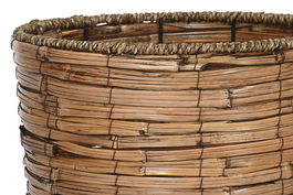 DKD Home Decor Macetero Tropical Marron Ratan y Metal Set de 3 Piezas 31 x 31 x 27 cm