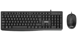 Nilox NXKME0012 Combo Teclado y Ratón USB, Teclado Membrana Español QWERTY 105 Teclas Negro y Ratón Óptico 1200 DPI para Windows, Linux, Mac