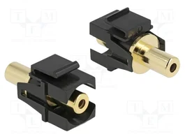 DeLOCK Módulo Keystone Jack estéreo hembra 3,5 mm 3 Pin a Jack estéreo hembra 3,5 mm 3 Pin chapado en oro negro