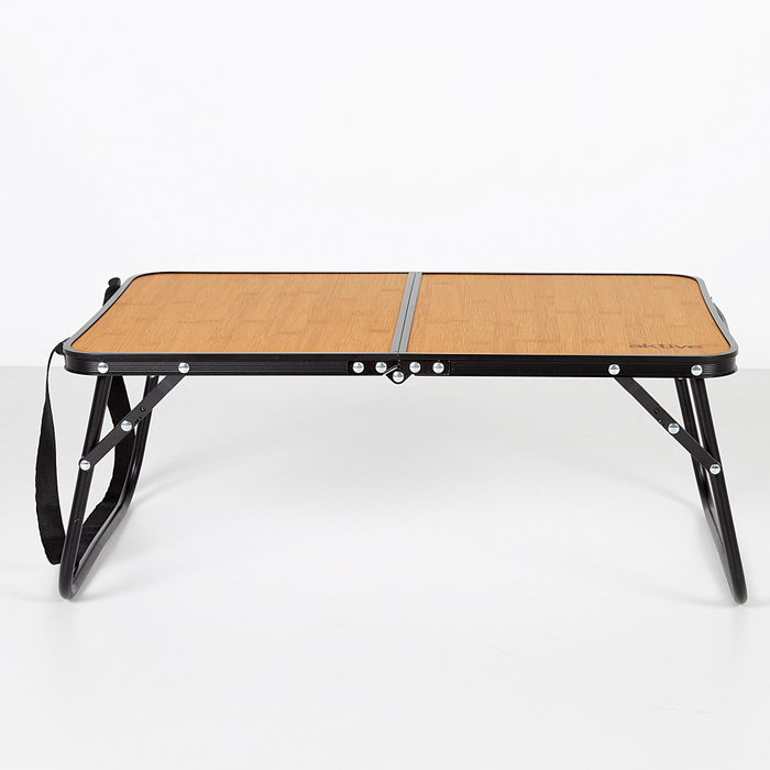 Aktive Mesa de camping plegable efecto bambú con asas de transporte