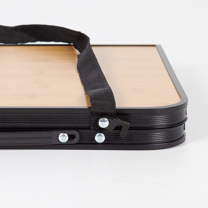 Aktive Mesa de camping plegable efecto bambú con asas de transporte