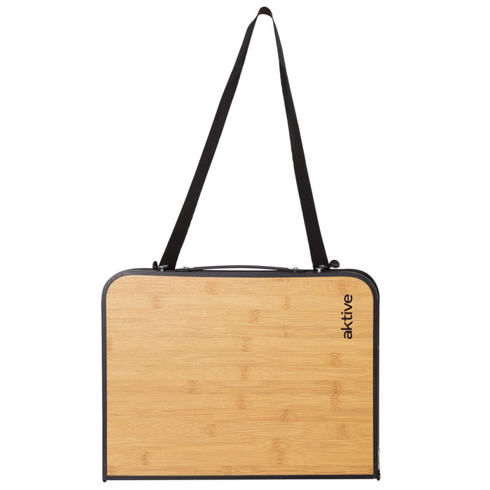Aktive Mesa de camping plegable efecto bambú con asas de transporte