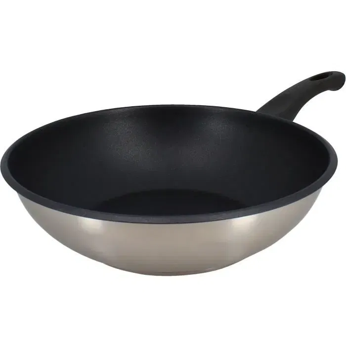 Menastyl Wok 6020252 Acero Inoxidable 28 cm Apto para Todo Tipo de Fuegos, Incluida Inducción