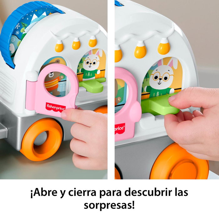 Fisher-Price Caravana arrastrable del Bosque de la amistad con todoterreno y actividades - Juguete para bebés +12 meses