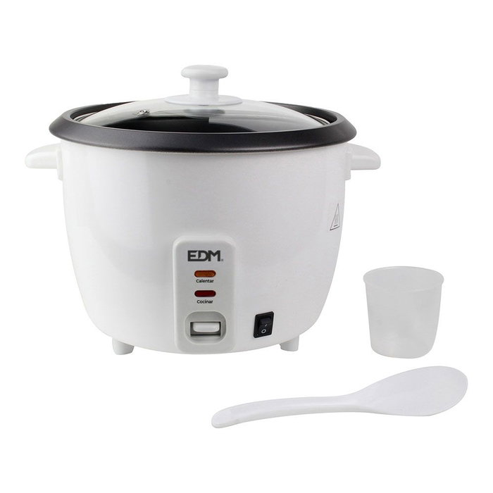Edm Olla Arrocera Antiadherente 1L 400W con Tapa de Vidrio y Accesorios
