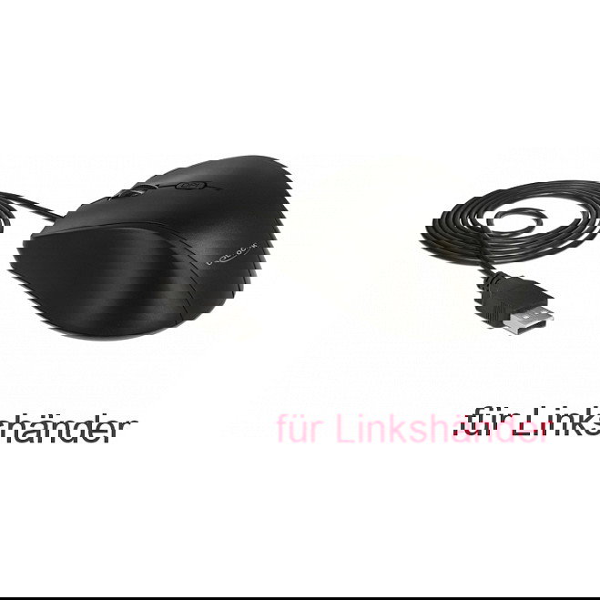 DeLOCK Maus Óptica USB 5 Botones Ergonomica para Zurdos - Modelo para Mano Izquierda