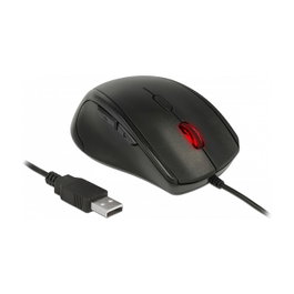 DeLOCK 12548 Ratón Óptico Ergonómico para Zurdos, Negro