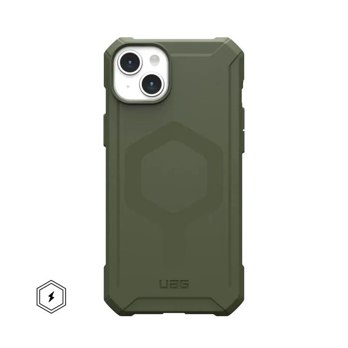 Urban Armor Gear Carcasa Rugged Case Essential Armor Series para Apple iPhone 15 Plus (6.7") - Color Verde, Resistente a Impactos, Carga Inalámbrica, Ref: 114307114040