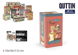 Quttin Bote de Metal para Azúcar 10 cm x 10 cm x 17.5 cm (12 Unidades)