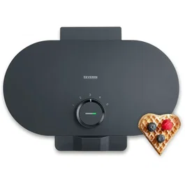 Severin WA2118 Gofrera Doble 1200W para Corazones con Revestimiento Cerámico Antiadherente, Negra