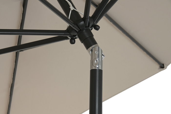 DKD Home Decor Parasol de Jardín y Terraza Arena Negro 265x250x265 cm Reclinable con Protección UV 50+ para Exteriores y Espacios Abiertos