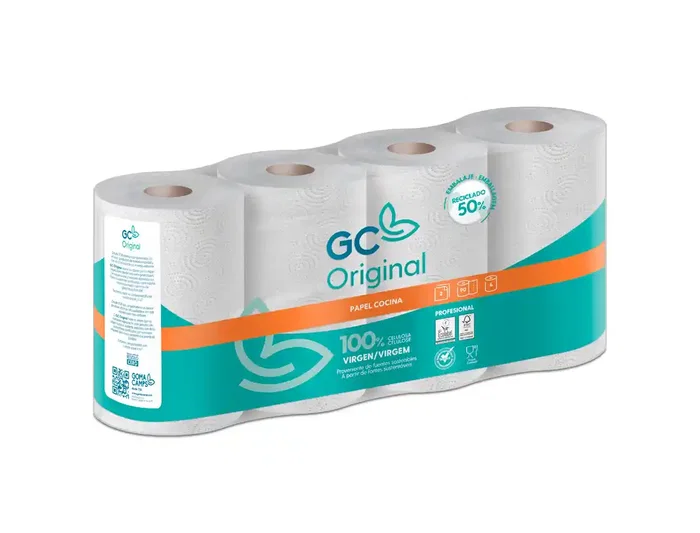 Goma-camps Papel de Cocina 2 Capas 90 Servicios 224 mm x 21,6 m Paquete 4 Rollos