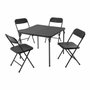 Redcliffs Set de mesa y 4 sillas plegables de metal negras