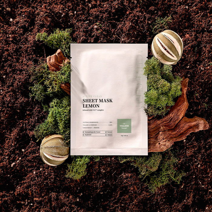 Village 11 Mascarilla Facial ACTIVE CLEAN con Limón - Hidratación y Luminosidad - 23 gr