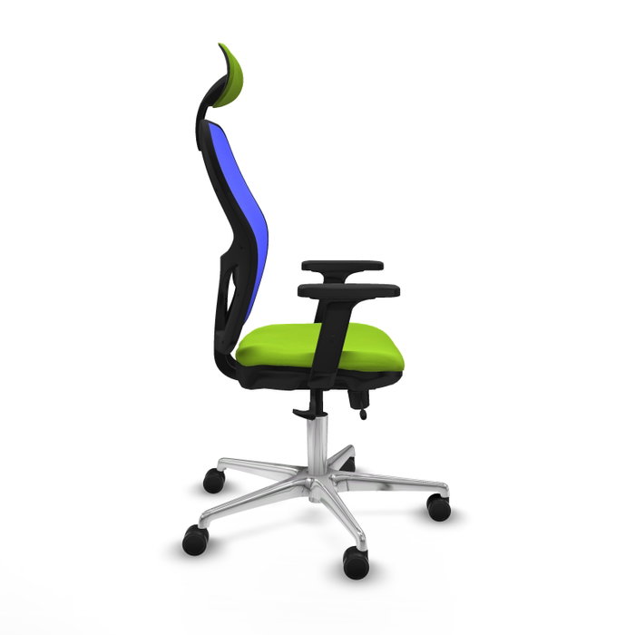 PIQUERAS Y CRESPO Silla de oficina Jorquera con mecanismo Sincro/Traslack, Pistacho y Azul