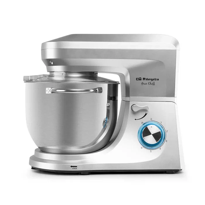 Orbegozo AM 8000 Amasadora Batidora Planetaria 1800W, 7L, 6 Velocidades, Función Pulso, Color Plata