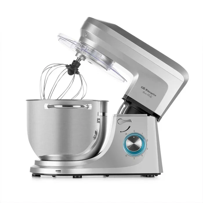Orbegozo AM 8000 Amasadora Batidora Planetaria 1800W, 7L, 6 Velocidades, Función Pulso, Color Plata