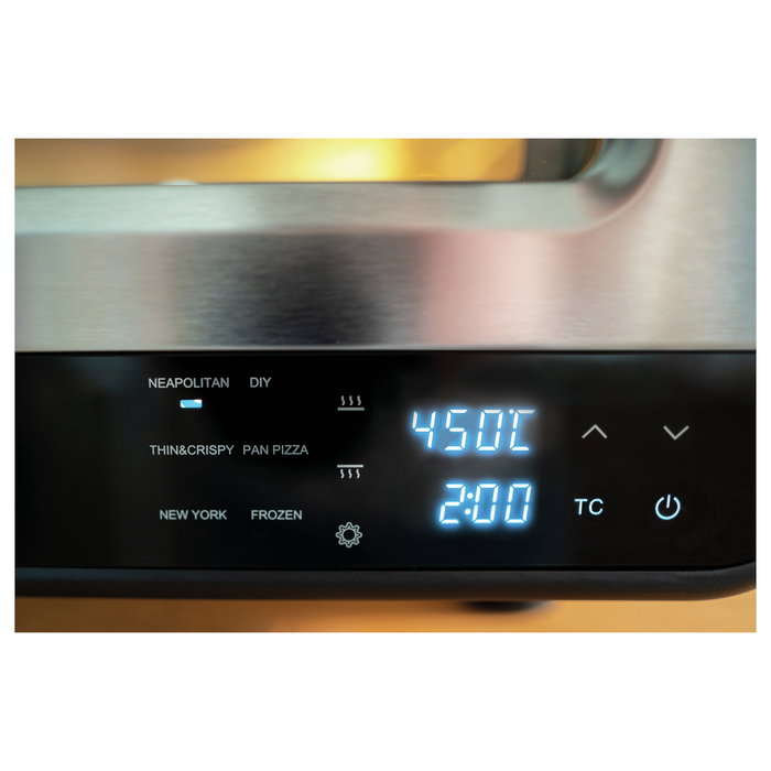 UNOLD 68816 LUIGI Horno de Pizzas Eléctrico Digital, 1700W, Hasta 30 cm, 450 °C, Acero Inoxidable Plateado