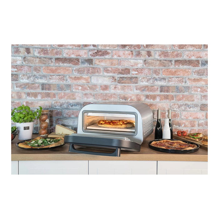 UNOLD 68816 LUIGI Horno de Pizzas Eléctrico Digital, 1700W, Hasta 30 cm, 450 °C, Acero Inoxidable Plateado