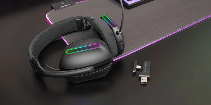Mars Gaming MHW-PRO Auriculares Gaming Tri-Mode Inalámbricos y Alámbricos Bluetooth 5.3 2.4GHz Negro Sonido Envolvente 7.1 3D Micrófono Dual ARGB 40h