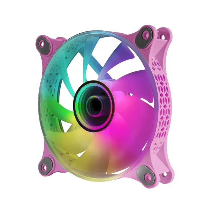 Mars Gaming MF-3D Ventilador ARGB para PC 12cm Rosa - Espejo Infinito 3D, 1200 RPM, 12 dB, Compatible con Aura Sync, RGB Fusion, Controladores ARGB