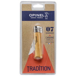 Opinel Cuchillo No. 07 carbono, mango de madera de haya