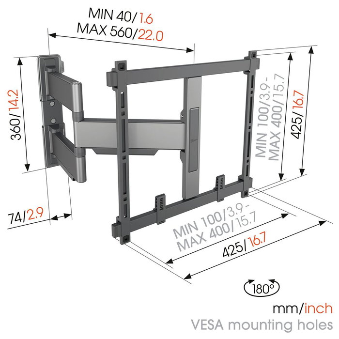 Vogels ELITE TVM 5445 Soporte de pared giratorio 32-65 pulgadas negro