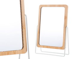Berilo Espejo Bambu con Soporte Metal Blanco 16x22x6 cm (Set de 12)
