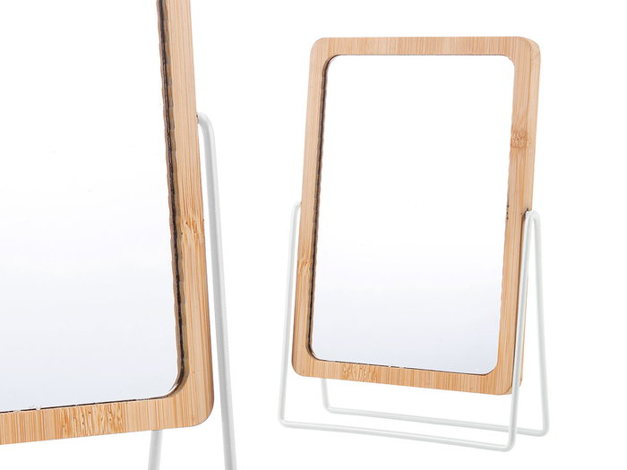 Berilo Espejo Bambu con Soporte Metal Blanco 16x22x6 cm (Set de 12) Berilo Espejo Bambu con Soporte Metal Blanco 16x22x6 cm (Set de 12)
