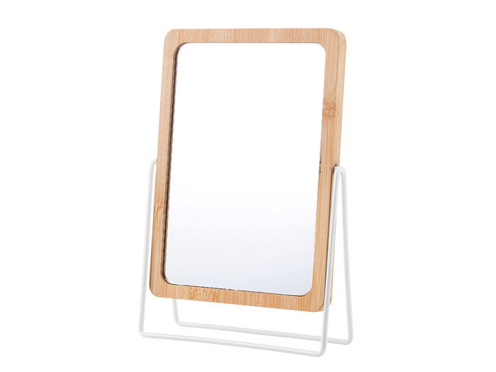 Berilo Espejo Bambu con Soporte Metal Blanco 16x22x6 cm (Set de 12) Berilo Espejo Bambu con Soporte Metal Blanco 16x22x6 cm (Set de 12)