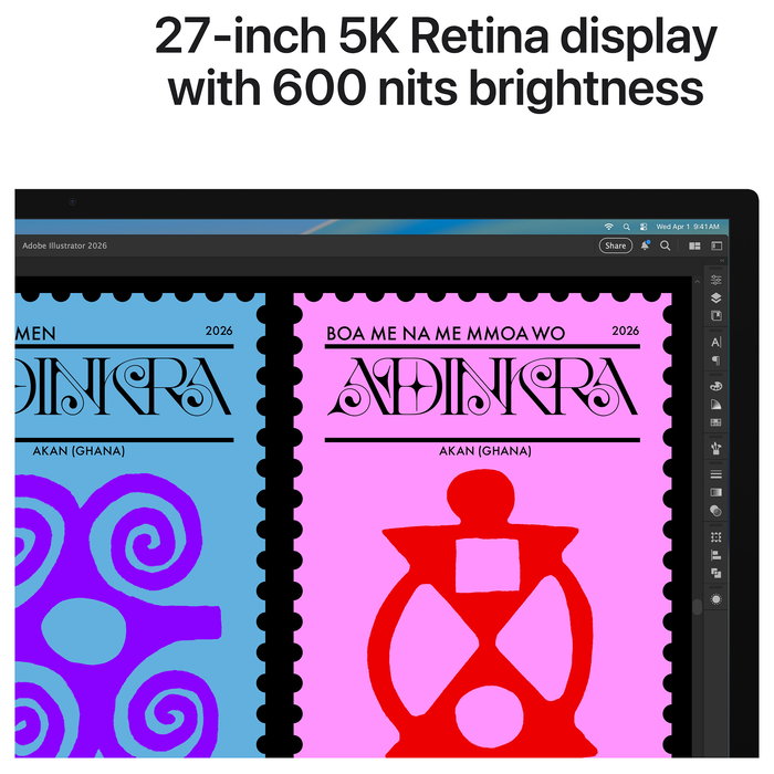 Apple Studio Display - Monitor 5K 27 Pulgadas (68.6 cm) LED, Panel Nano-texture glass, True Tone, 12 MP Cámara, Micrófono, 6 Altavoces, Inclinación Ajustable, Plata (2026)