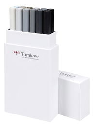 Rotulador Tombow Doble Punta Pincel Colores Grises Estuche De 12