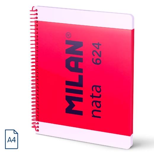 Milan Cuaderno Espiral A4 80 Hojas Cuadrícula 5x5 mm Tapa Dura Rosa