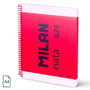 Milan Cuaderno Espiral A4 80 Hojas Cuadrícula 5x5 mm Tapa Dura Rosa