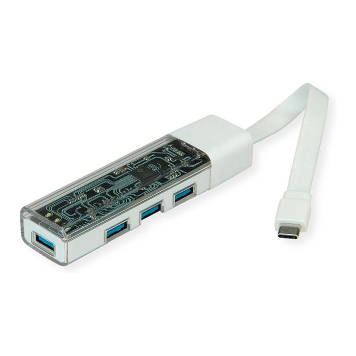 ROLINE Hub USB 3.2 Gen 1 de 4 puertos con conexión USB Tipo C, Blanco ROLINE Hub USB 3.2 Gen 1 de 4 puertos con conexión USB Tipo C, Blanco