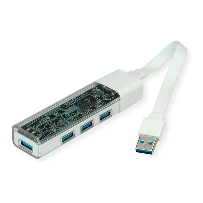 ROLINE 14.02.5062 Hub USB 3.2 Gen 1 Tipo A+C, 4 Puertos, Blanco, 5000 Mbit/s