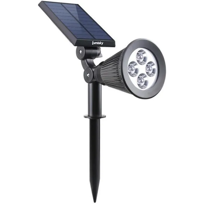 Lumisky Foco solar exterior impermeable 4 LED 200 Lm cabezal giratorio Lumisky Foco solar exterior impermeable 4 LED 200 Lm cabezal giratorio