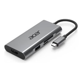 Acer ADK040 Estación de Conexión USB Tipo C y HDMI Plata con 3 Puertos USB 3.0 y Lector de Tarjetas SD