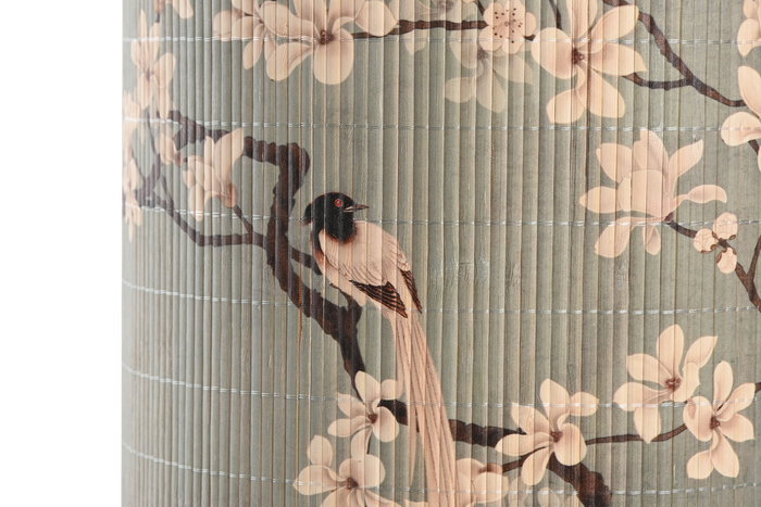 DKD Home Decor Lámpara de Pie Oriental Verde Blanco 30 x 55 x 30 cm (2 Unidades) Garzas Cerezo