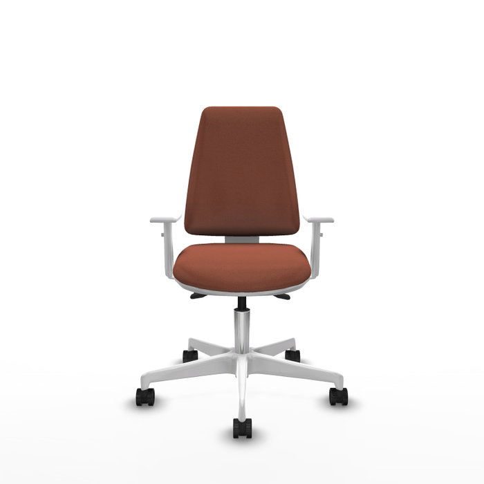 PIQUERAS Y CRESPO Silla de oficina Elche con mecanismo Asincro, Tela Marrón y Base Blanca